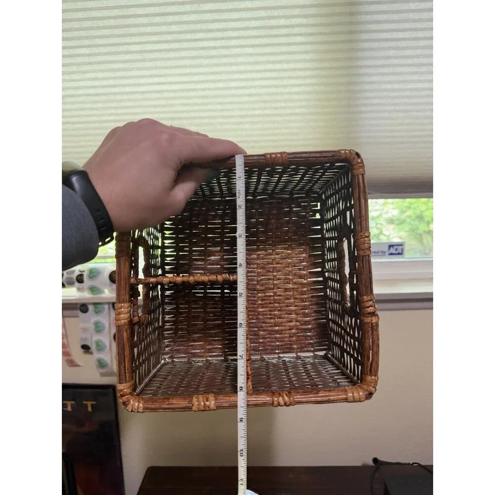 Vintage Wicker 3 Compartment Storage Basket - Multi Use Brown